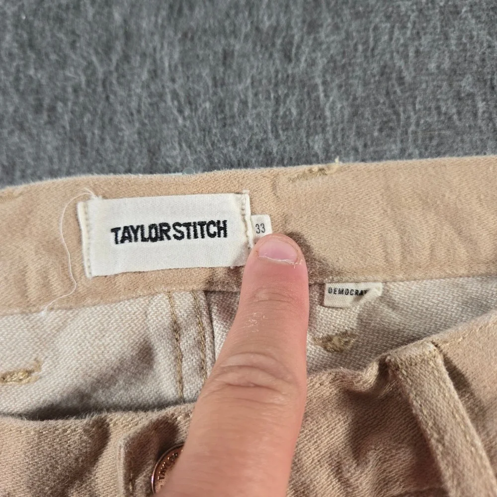 Taylor Stitch Democratic Pants Mens 33 Khaki Tan Organic Cotton Canvas Gorpcore